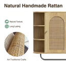 Armário de Banheiro de Rattan Montado na Parede com Barra de Toalha