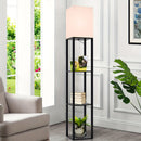 Luminária de Chão de 62,9 Polegadas com Prateleira, Madeira Maciça, Inclui Lâmpada, Ideal para Halloween, Natal e Outras Festas