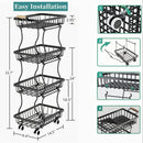 Cesto de Frutas e Legumes de 4/5 Camadas, Carrinho de Armazenamento Metálico Empilhável (com Rodas), Prateleira de Armazenamento Rotativa, Carrinho de Espaço Estreito, Prateleira de Canto, Prateleira Aberta | Adequado para Cozinha, Despensa, Casa de Banho