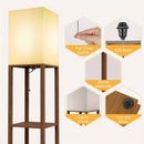 Luminária de Chão de 62,9 Polegadas com Prateleira, Madeira Maciça, Inclui Lâmpada, Ideal para Halloween, Natal e Outras Festas