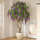 Árvore Artificial de Flores de 2,4 Metros com Vaso Branco de 45 cm