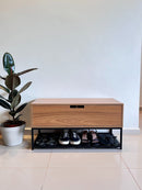 Banco Sapateira Recamier Armário Balcão com Porta Moveline Interiores Cor Freijó